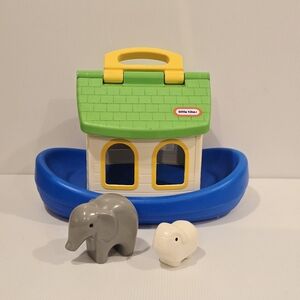 Vintage Little Tykes Noah's Ark Animal Boat 1991 with 2 Animals